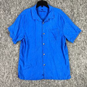Tommy Bahama Shirt‎ Mens Large Blue Silk Hawaiian Camp Beachy Resort Summer